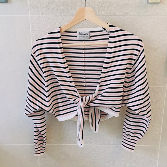 snidel pink black stripe cardigan top - Picture 6 of 6